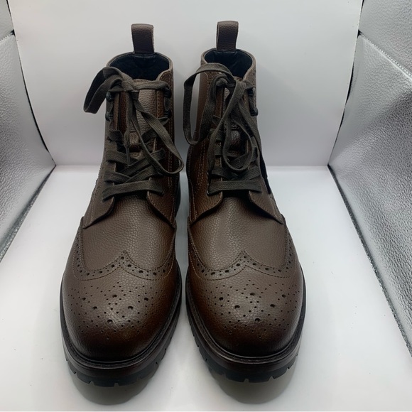 Nordstrom Rack Huxton Wingtip Brown Grain Leather Lace Up Boots US11.5M brown - Picture 2 of 8